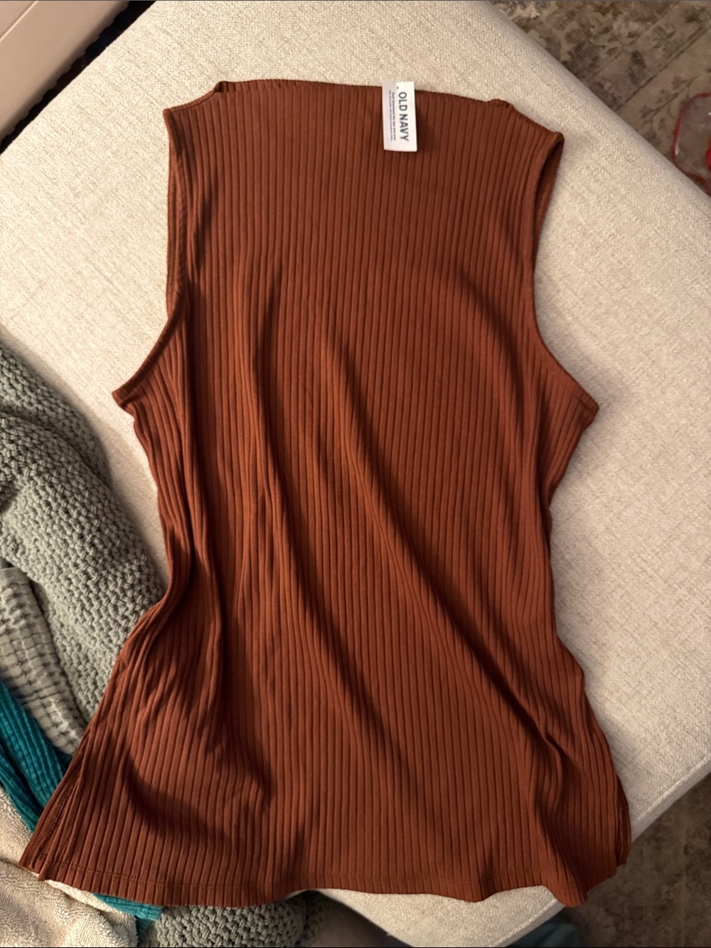Old Navy Ribbed Slit Neck Tank Top — Rust Brown